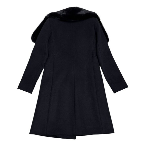 CLUB MONACO Faux Fur WOOL Luxury Designer Winter Business Pea Coat Womens XS - Picture 3 of 7
